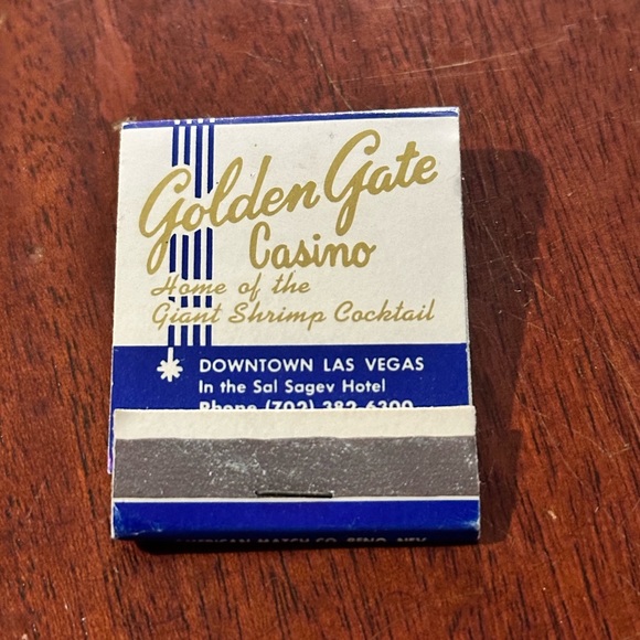 Vtg Matchbook Golden Gate Casino Las Vegas Nevada Downtown Sal Sagev Preowned - Picture 1 of 12